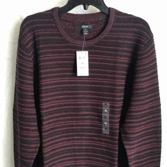 NWT Macy's Alfani Men's Sweater Port Red Ottoman Textured Crewneck - Picture 7 of 14